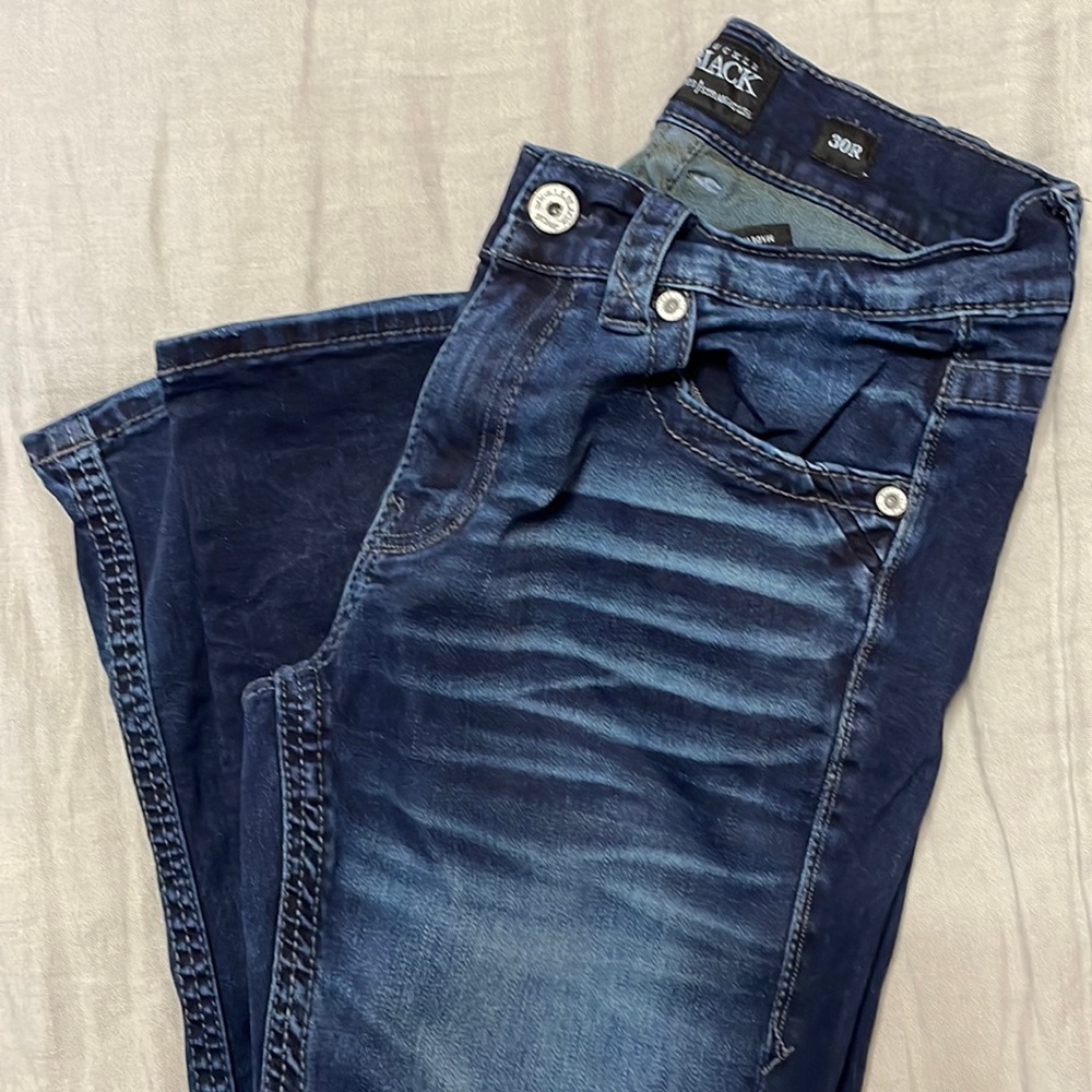 Mens dark Buckle black jeans